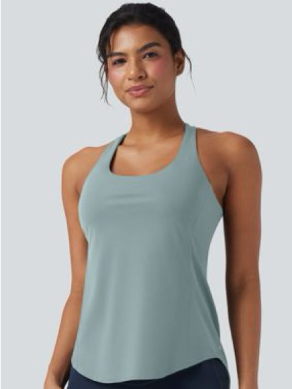 Halara UltraSculpt™ Round Neck Curved Hem Workout Tank Top NWT color Ether
